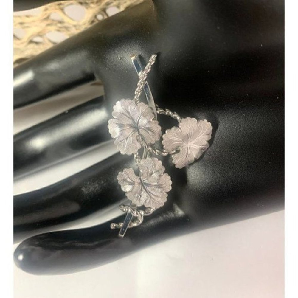 Vintage 40s Van Dell Sterling Leaf Brooch